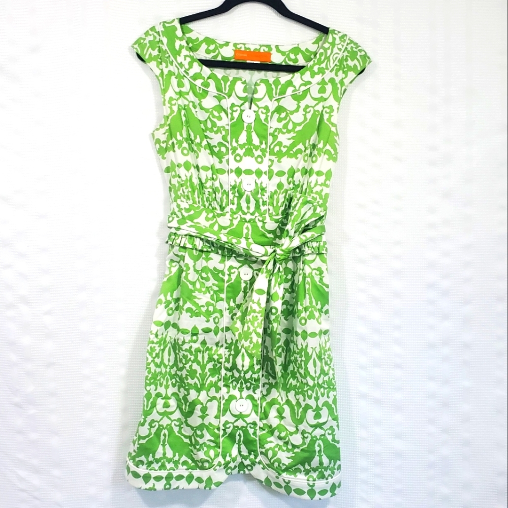 CYNTHIA STEFFE ANTHROPOLOGIE Dress Retro Style Knee-Length Lime Green Size 4 EUC